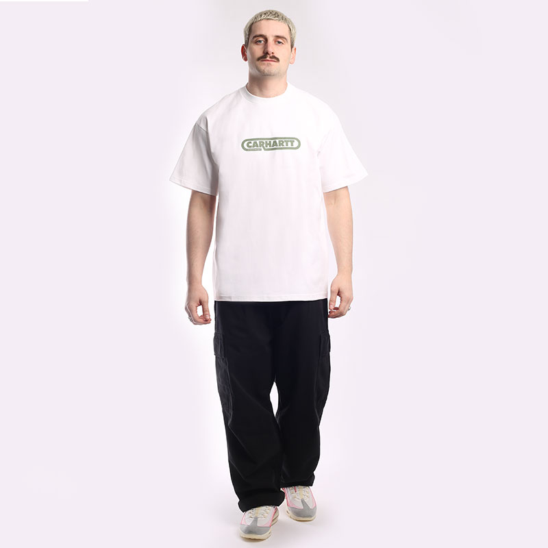 мужская белая футболка Carhartt WIP S/S Fuse Script T-Shirt I031766-wht/dlr green - цена, описание, фото 4